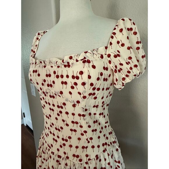 NWT Reformation x Anthropologie Womens Cherry Davonne Mini Dress Cream Sz 8 - Picture 10 of 16
